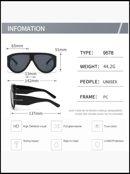 Oversized Aviator Sunglasses, UV Protected Lenses, Retro Style main image 4